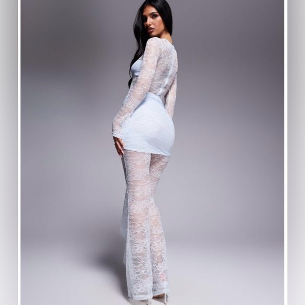 Wanderdoll women blue Exclusive Jamie lace Drape Detail jumpsuit , from ASOS - Picture 3 of 12